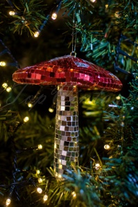 Rice - Kerstpaddestoel disco-ornament