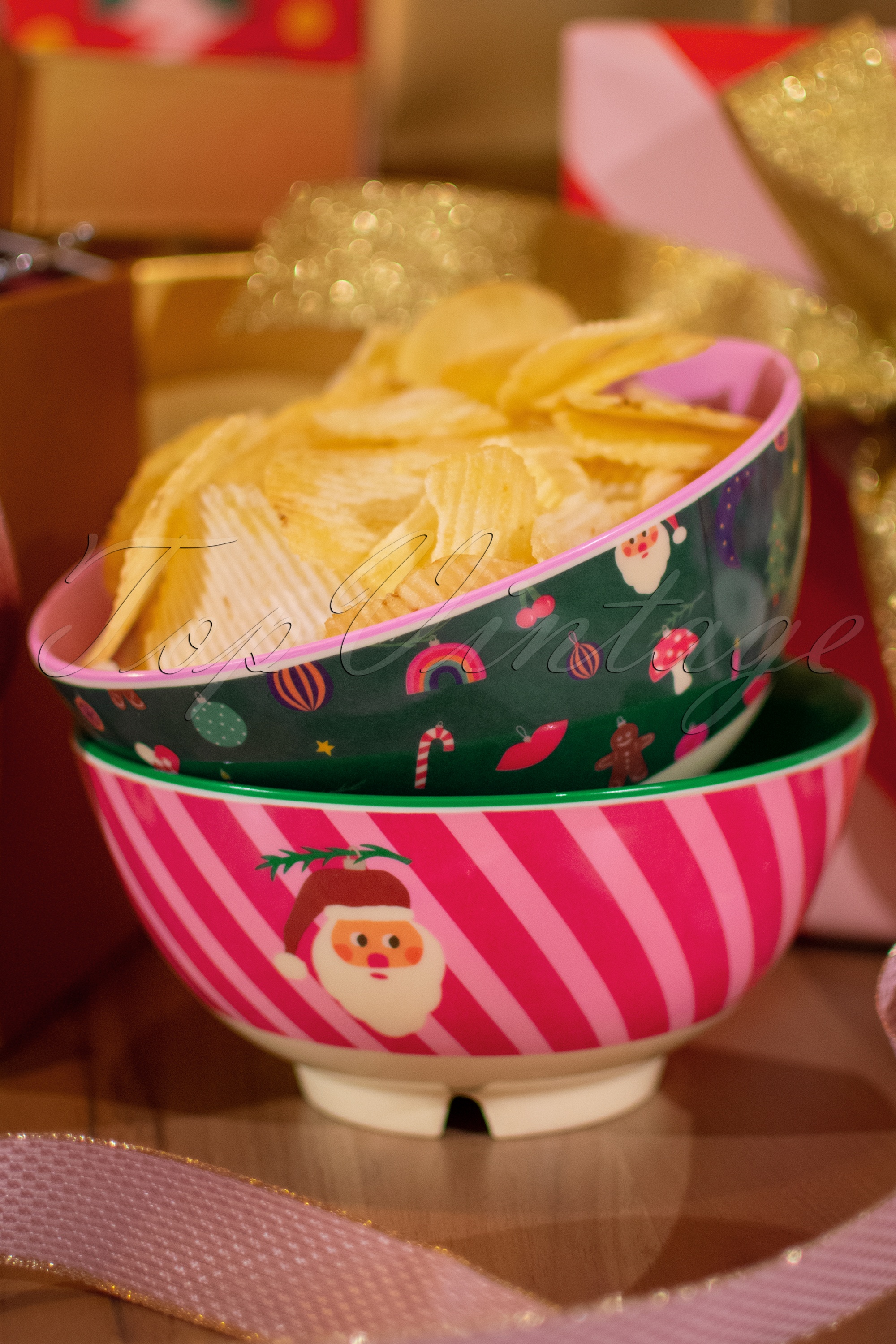 Rice - Melamine middelgrote kerstschaal in roze 2