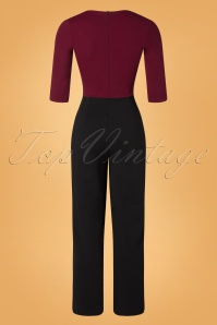 Vintage Chic for Topvintage - Clara jumpsuit in wijn en zwart 4