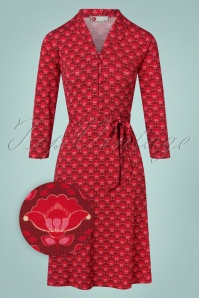 Who's That Girl - Sandra Flower Fox Dress Années 60 en Rouge