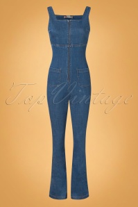 Who's That Girl - 70s Elly Jumpsuit in Denim Blue