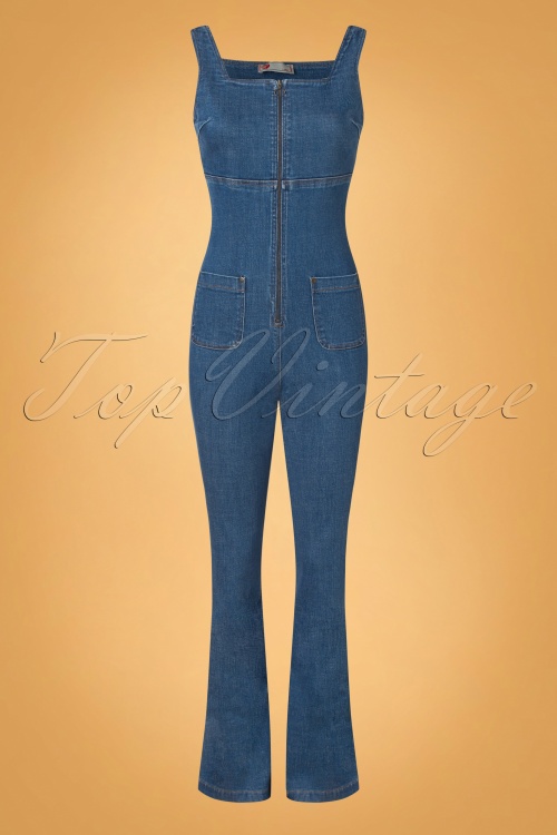 Who's That Girl - 70s Elly Jumpsuit in Denim Blue