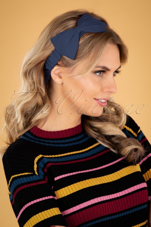Banned Retro - Dionne Bow Stirnband in Navy 2