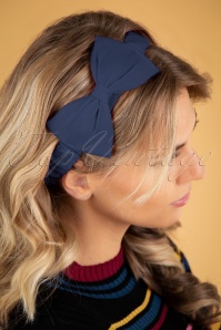 Banned Retro - Dionne Bow Stirnband in Navy 4