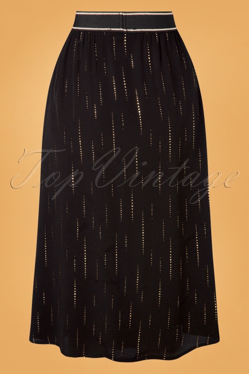 Mademoiselle YéYé - 70s Swing A Ling Round Skirt in Sparkle Black and Gold 4