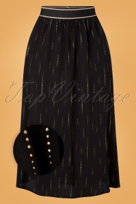 Mademoiselle YéYé - 70s Swing A Ling Round Skirt in Sparkle Black and Gold 2