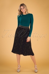 Mademoiselle YéYé - 70s Swing A Ling Round Skirt in Sparkle Black and Gold