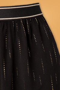 Mademoiselle YéYé - 70s Swing A Ling Round Skirt in Sparkle Black and Gold 3