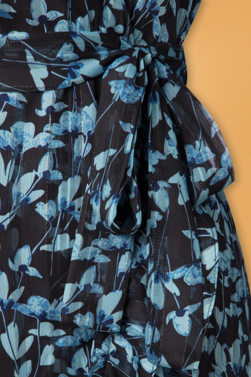 Smashed Lemon - Steffi bloemen maxi jurk in zwart en blauw 5