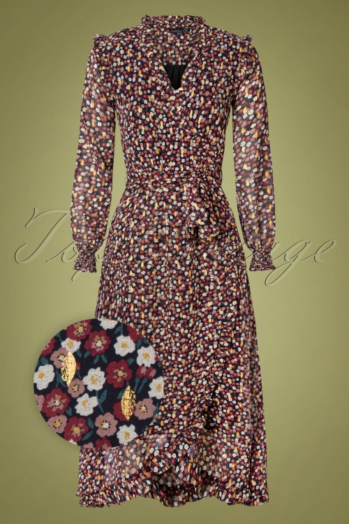 Smashed Lemon 44581 Swingdress Black Flowers Gold 221025 601Z
