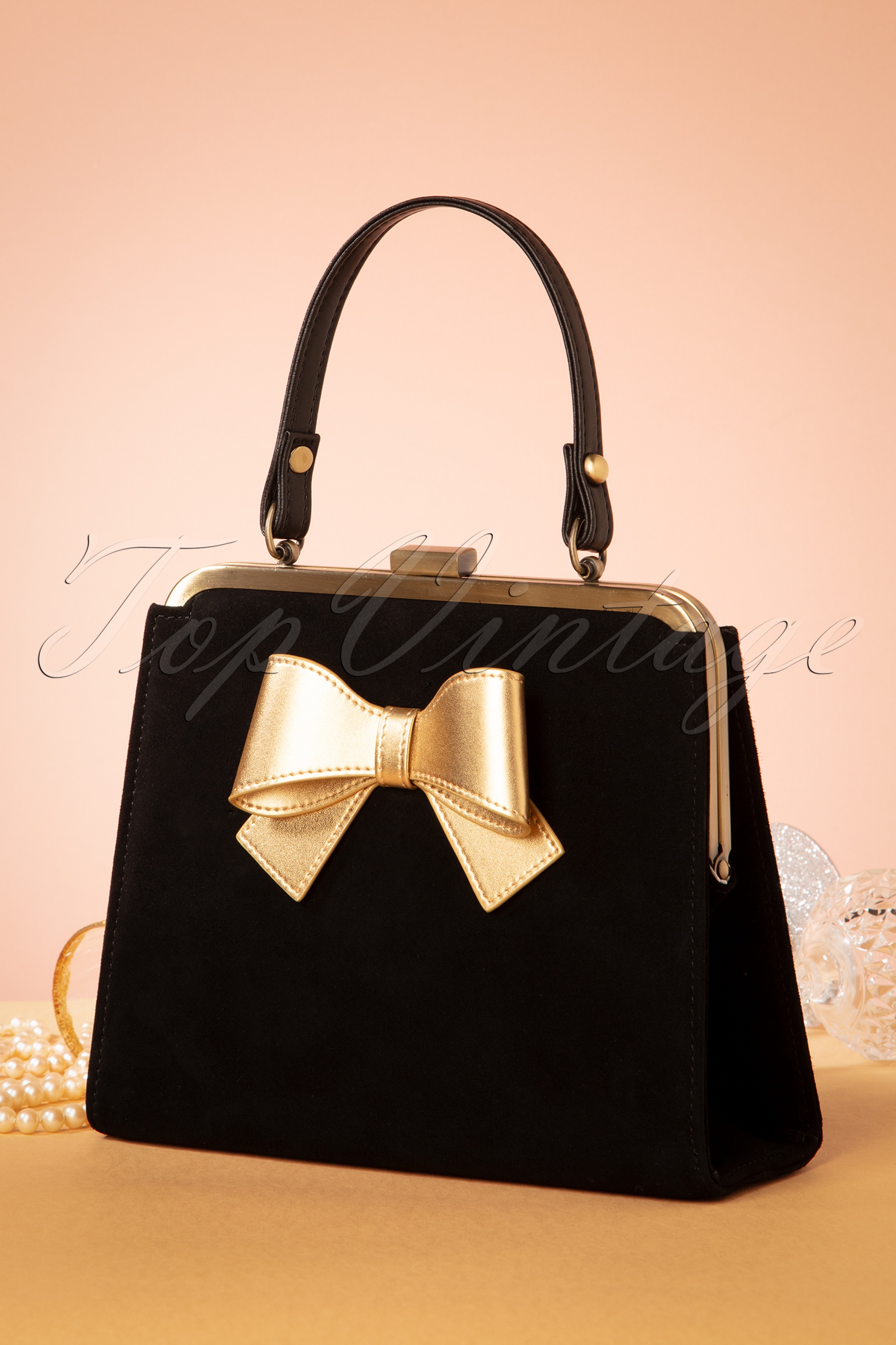Lola Ramona ♥ Topvintage - Inès Handtasche in Schwarz und Gold 3