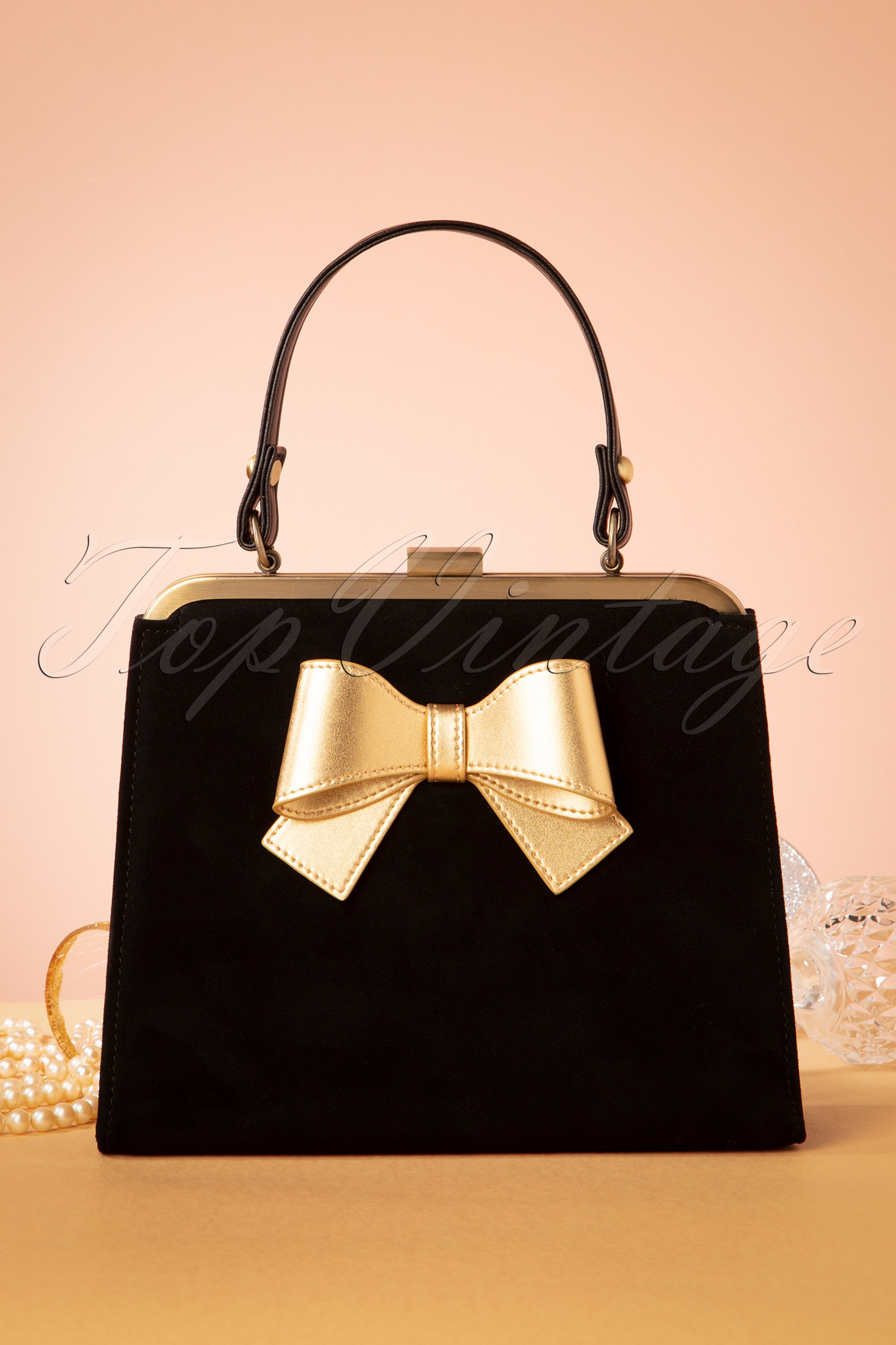Lola Ramona ♥ Topvintage - Inès Handtasche in Schwarz und Gold