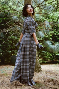 Miss Candyfloss - 50s Lily Abalone Signature Tartan Jumpsuit in Grey 3