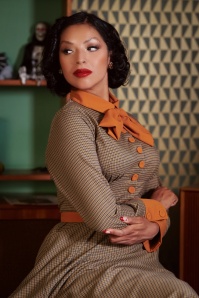 Miss Candyfloss - Ines Marigold tartan swing jurk in mosterd 2