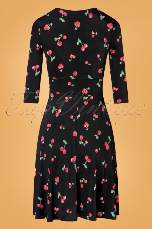 Vintage Chic for Topvintage - 50s Celeste Cherry Swing Dress in Black 2