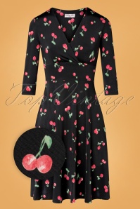 Vintage Chic for Topvintage - Celeste Cherry Swing Dress Années 50 en Noir