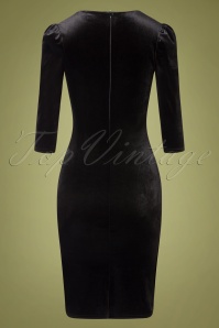 Vintage Chic for Topvintage - Amore fluwelen pencil jurk in zwart 2