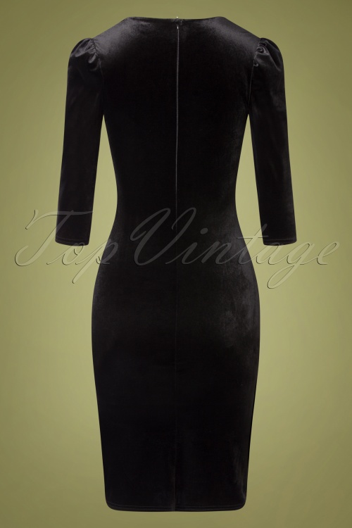 Vintage Chic for Topvintage - Amore fluwelen pencil jurk in zwart 2