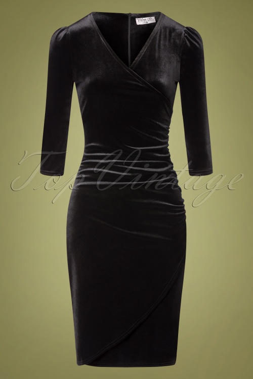 Vintage Chic for Topvintage - 50s Amore Velvet Pencil Dress in Black