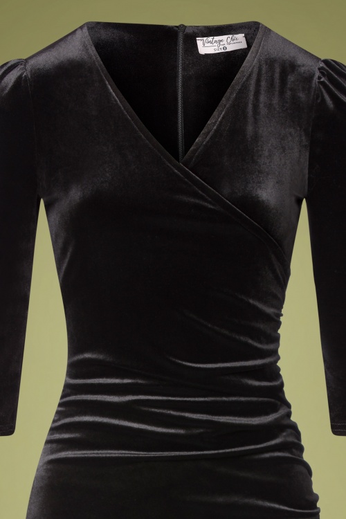Vintage Chic for Topvintage - Amore fluwelen pencil jurk in zwart 3