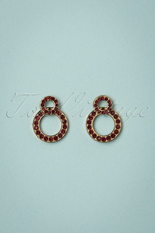 Day&Eve by Go Dutch Label - 50s Livia Earrings in Gold and Burgundy 2
