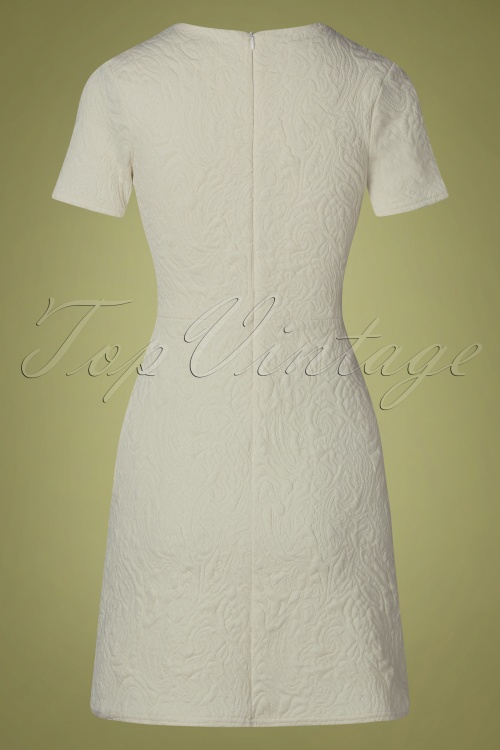 Vintage Chic for Topvintage - Tory jacquard jurk in ecru 4