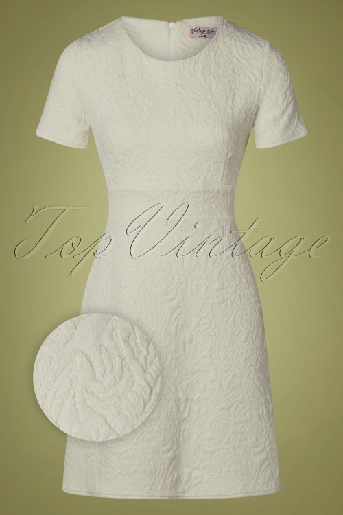 Vintage Chic for Topvintage - Tory Jacquard Kleid in Ecru