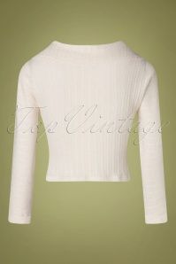 Miss Candyfloss - TopVintage exclusive ~ Hess Aurum Cropped Knitted Top Années 50 en Blanc 2