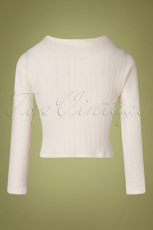 Miss Candyfloss - Exklusiv von TopVintage ~ Hess Aurum Cropped Knitted Top in Weiß 2