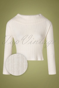 Miss Candyfloss - TopVintage exclusive ~ 50s Hess Aurum Cropped Knitted Top in White