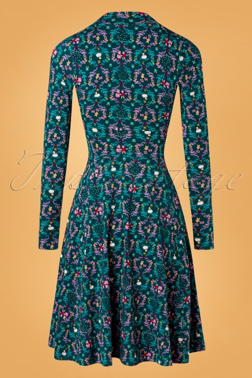 Blutsgeschwister - 60s Shalala Tralala Shawlax Dress in Banished Forest Teal 4