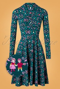 Blutsgeschwister - 60s Shalala Tralala Shawlax Dress in Banished Forest Teal