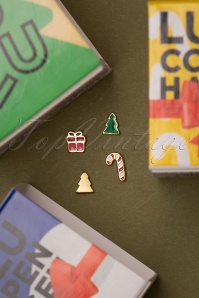 LULU Copenhagen - Christmas Gift 1 Piece Gold Plated Earring en Rouge 4