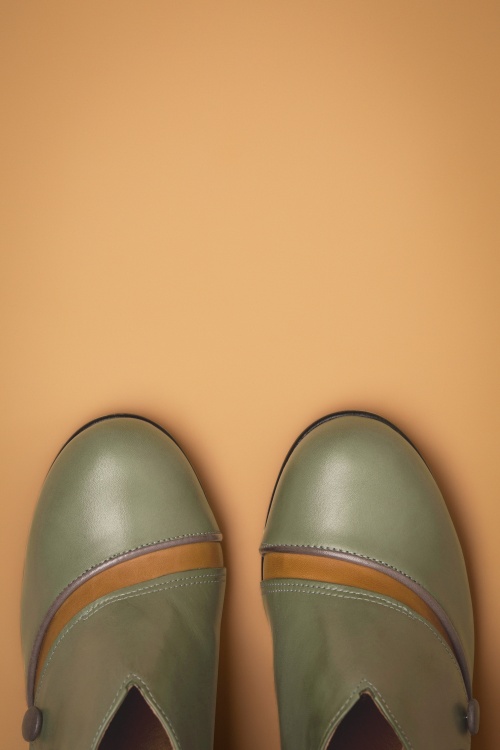 La Veintinueve - 60s Berta Shoe Booties in Green and Brown 3