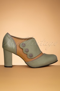 La Veintinueve - 60s Berta Shoe Booties in Green and Brown 2