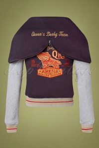 Queen Kerosin - Rollerway college sweat hoodie jacket in aubergine en grijs 3