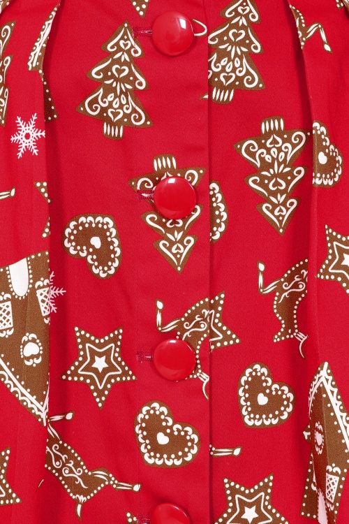 Collectif Clothing - Josualda Ginger Cookies Swing Skirt Années 50 en Rouge 4