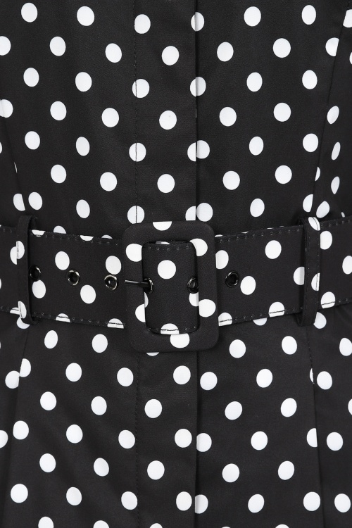 Collectif Clothing - Jolianna Polka Trench Coat Années 50 en Noir et Blanc 5