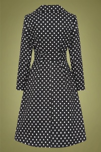 Collectif Clothing - Jolianna polka trench coat in zwart en wit 3