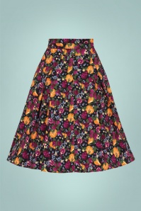 Collectif Clothing - Laken Fruit Bowl Swing Skirt Années 50 en Multi 3