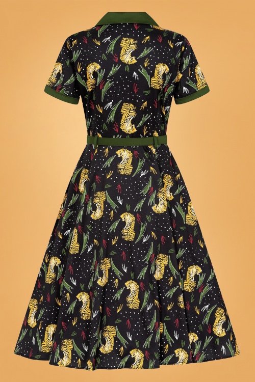 Collectif Clothing - Caterina tijger swing jurk in zwart 3