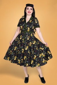 Collectif Clothing - 50s Caterina Tiger Swing Dress in Black 2