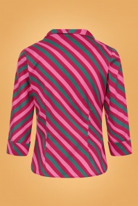 Collectif Clothing -  50s Mona Berry Stripe Blouse in Raspberry  3