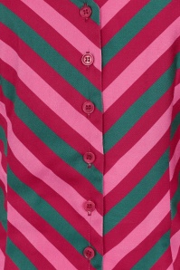Collectif Clothing - Mona Berry Stripe Blouse Années 50 en Framboise 4