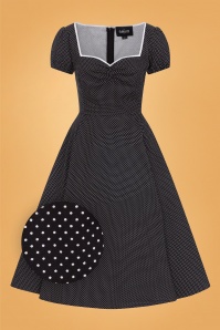 Collectif Clothing - Mimi Mini Polka Swing Kleid in Schwarz und Weiß 2