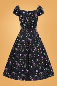 Collectif Clothing - 50s Dolores Galaxy Dreamer Doll Dress in Black 3
