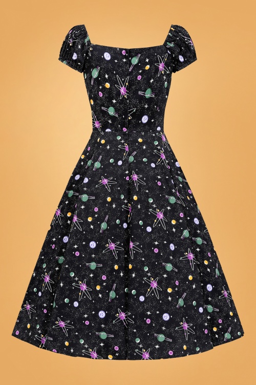 Collectif Clothing - Dolores Galaxy Dreamer Doll Dress Années 50 en Noir 3