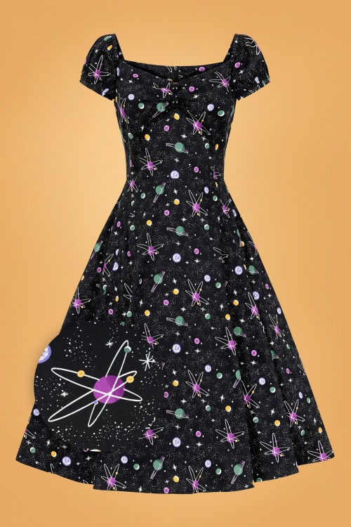 Collectif Clothing - 50s Dolores Galaxy Dreamer Doll Dress in Black