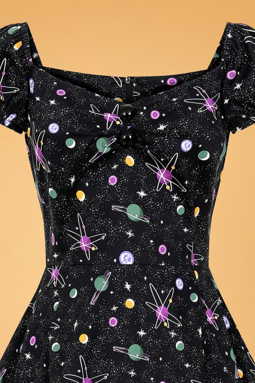 Collectif Clothing - 50s Dolores Galaxy Dreamer Doll Dress in Black 2