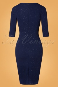 Vintage Chic for Topvintage - Gloria Glitter Pencil Dress Années 50 en Bleu Marine 4